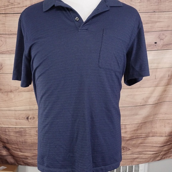 VAN HEUSEN SHORT SLEEVE BLUE STRIPED POLO SHIRT MENS SZ XL - Picture 2 of 6